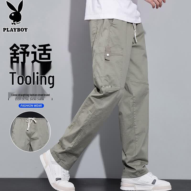 PLAYBOY Men's Straight-Leg Cargo Casual Pants