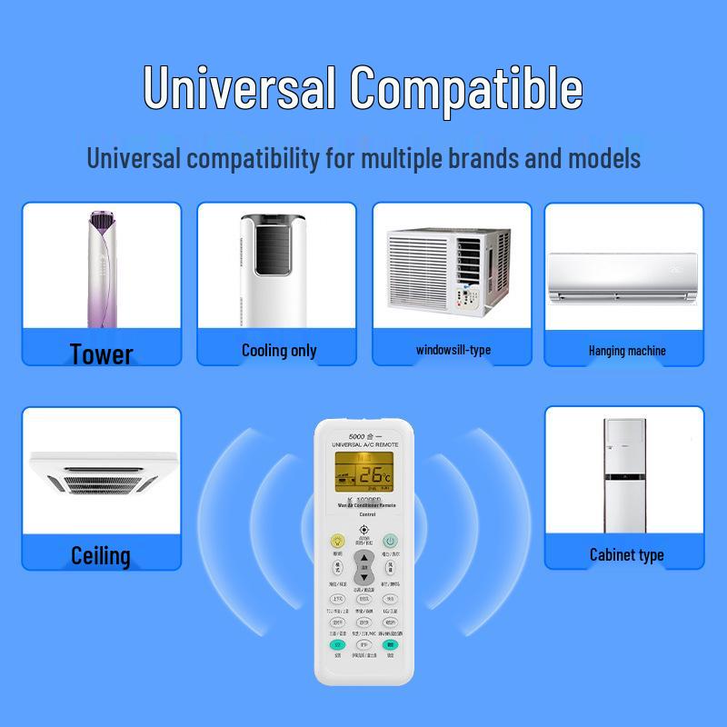 Универсальный пульт ДУ для кондиционеров Gree, Midea, TCL, Haier, Oaks, Hisense, Chigo, Mitsubishi, New Kelon.
