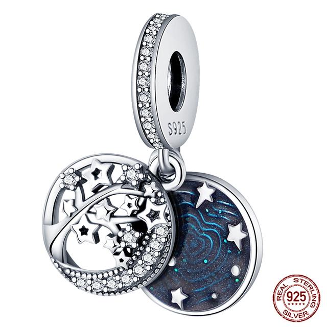 Подходит для модных оригинальных браслетов 925 пробы, серебро 925 пробы, серебро, синий, астронавт, самолет, подвески для путешествий, бусины, подвески для женщин, модные ювелирные изделия своими руками