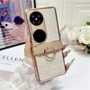 P50 Pocket 2 Case With Ring Stand Electroplated PC Cover Shockproof Foldable Phone Shell Women Girls