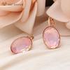 Fashion Rose Gold Color Egg Shape Crystal Drop Earrings For Women Wedding Elegant Jewelry Trendy Eardrop