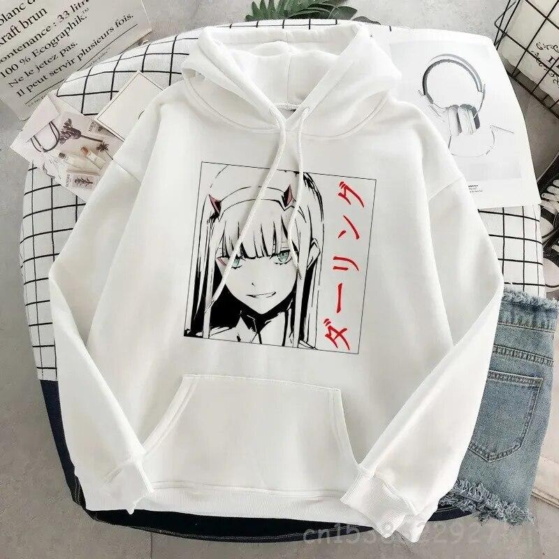 DARLING In The FRANXX Zero Two Толстовка Женская Harajuku Уличная одежда с длинным рукавом Эстетическая толстовка Пуловер Хлопковый свитшот Унисекс Толстовка