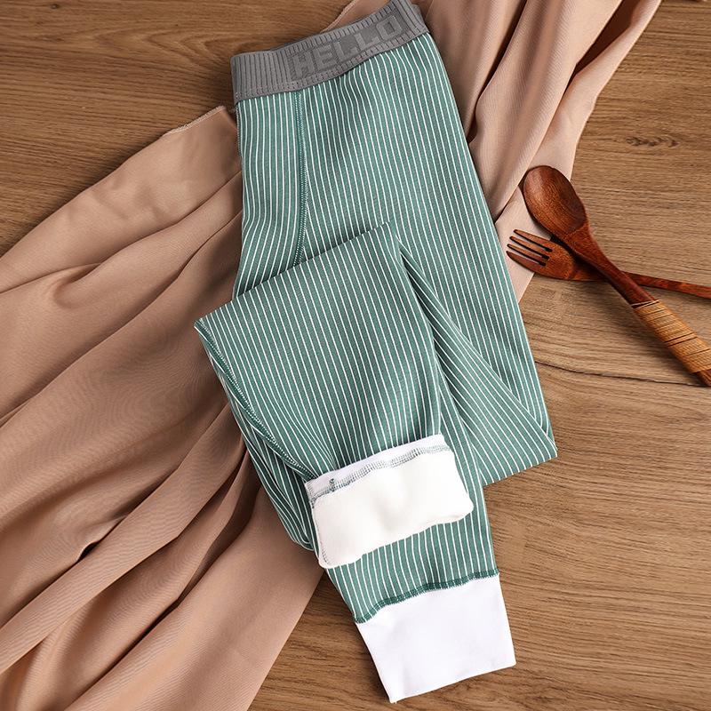 Men's Fleece-Lined Base Layer Pants - Extra Thick, Elastic, Warm Cotton Wool Long Johns for Boys & Youth In Solid Colors for Cold Weather