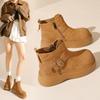 Европейская модная платформа короткие ботинки женские 2025 осень и зима новые круглый носок на высокой платформе челси короткие ботинки замшевые женские ботинки