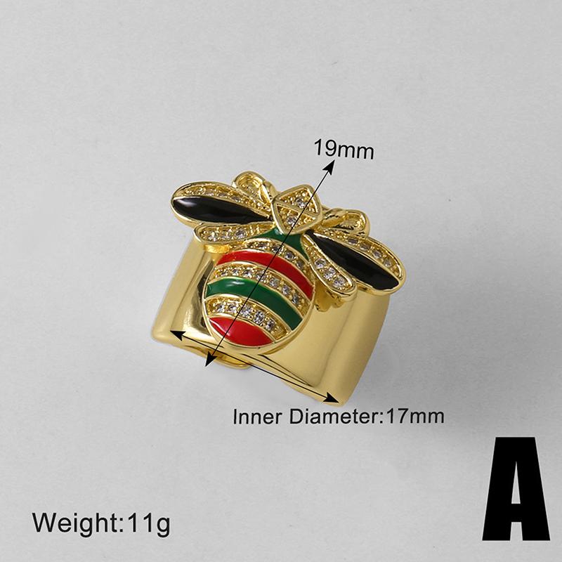Простые кольца-заявления с пчелой для женщин, медные, с золотым покрытием, кольцо с открытым широким ободком в виде жука-насекомого, ювелирные изделия