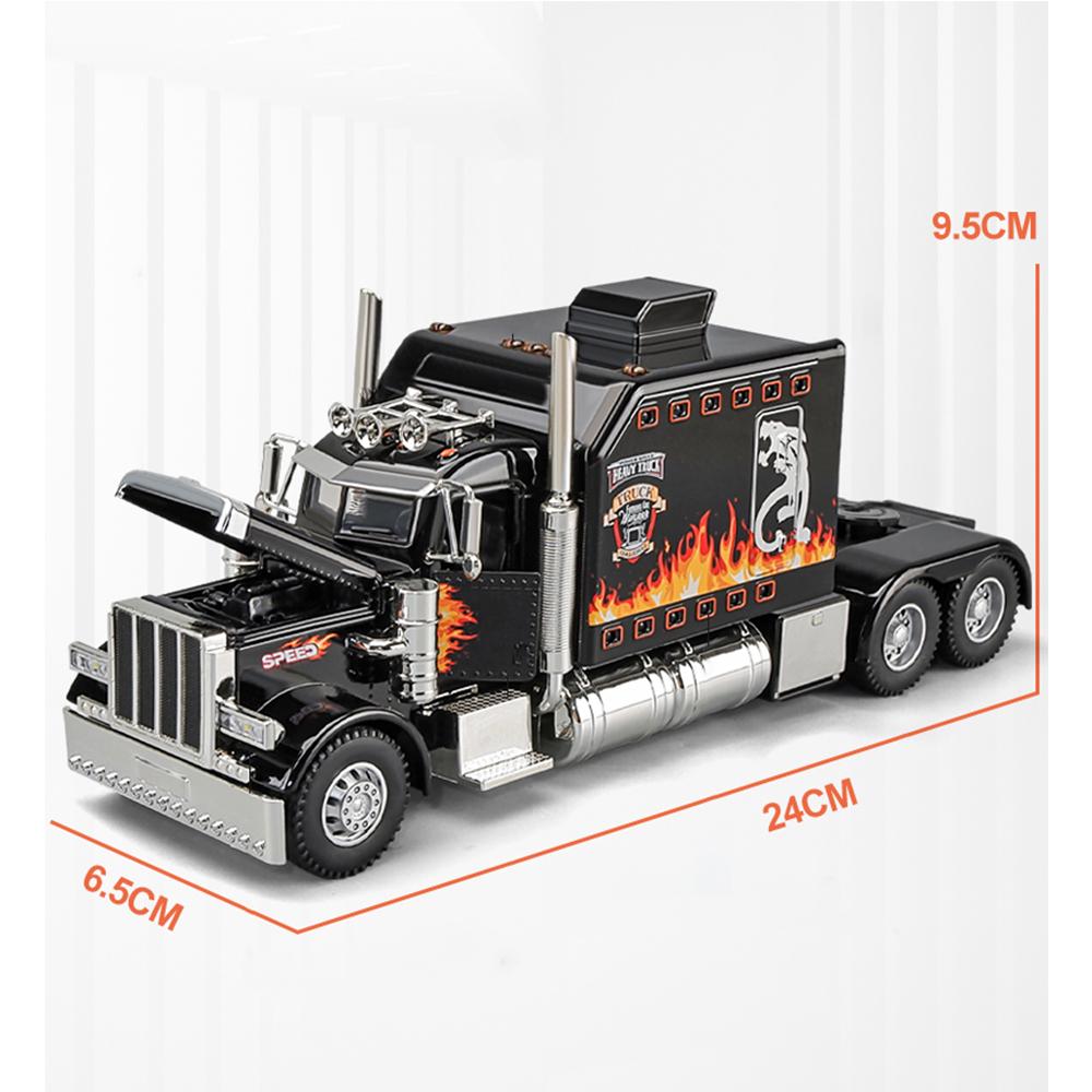 Масштаб 1/24, статическая модель автомобиля из автомобильного сплава с головкой американского прицепа и башней с функцией флэш-музыки, подходит для энтузиастов игр