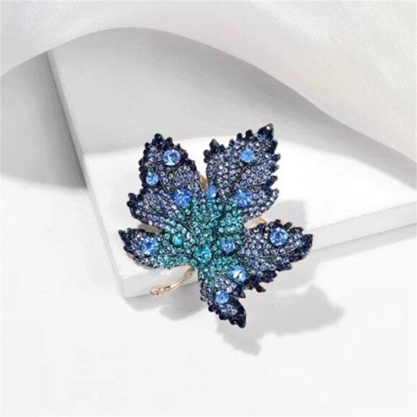 Color Painted Maple Leaves Design Metal Brooch Pin Zircon Decoration Gold Color Collar Lapel Brooches Pins Women Party Jewelry