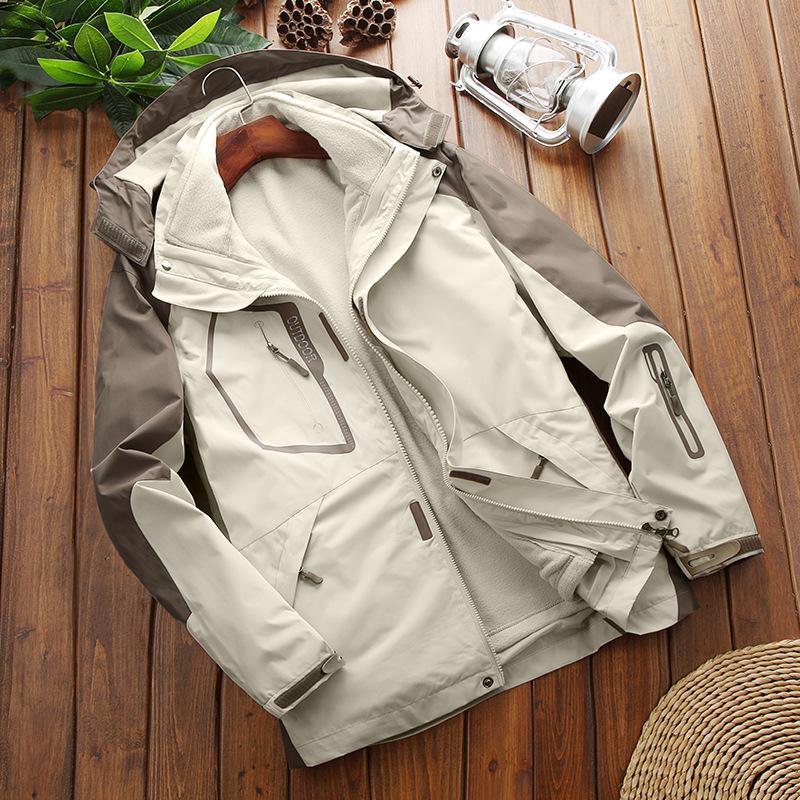 Mens Winter Jacket 3 In 1 Waterproof Warm Snow Fleece Lining Coat Hooded Windproof Jacket M-6XL