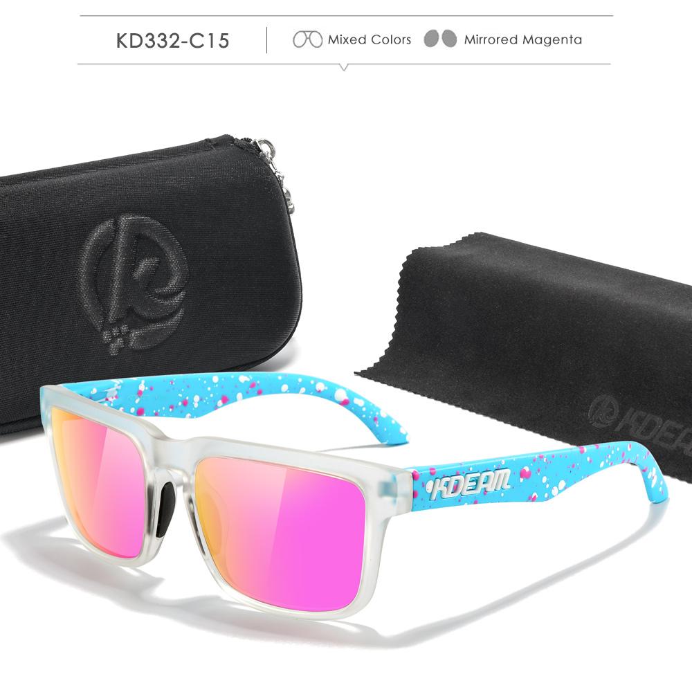 KDEAM Square Style Polarized Sunglasses For Men And Women Medium Size Overall Width 145mm Outdoor Sun Glasses With Zippered Case