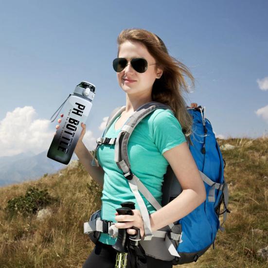 Спортивная бутылка для воды на 1000 мл с соломой, герметичная маркировка времени, термостойкая, градиентная чашка для воды без BPA для фитнеса, офиса, школы, йоги