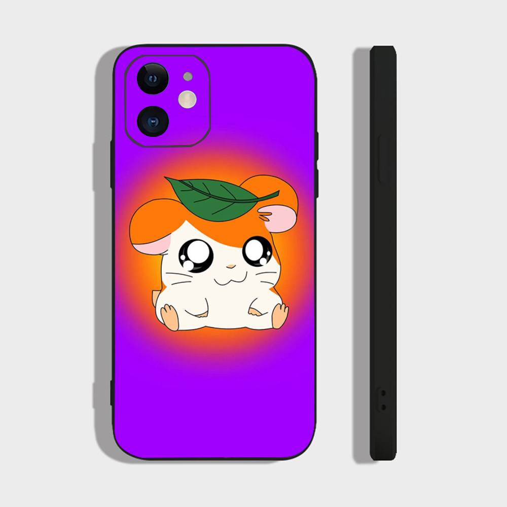 Мультяшный Аниме H-Хамтаро Чехол для Телефона Для IPhone 17 Air 16 15 14 13 Pro Max 11 12 Черный Силиконовый Чехол