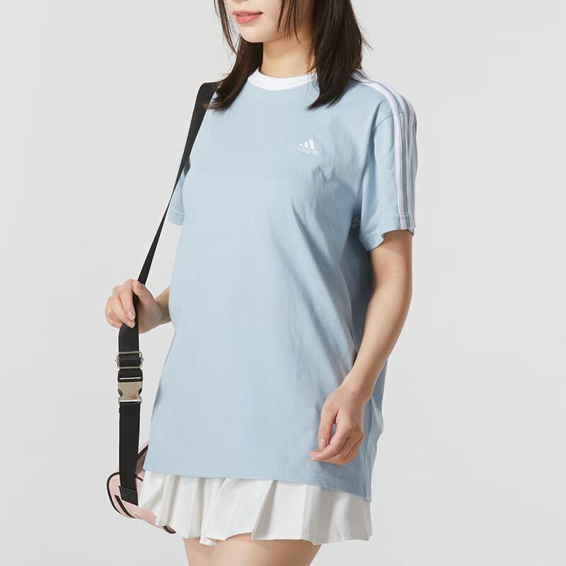 adidas ESSENTIALS Футболка с 3 полосками Женская Светло-голубая JI6979