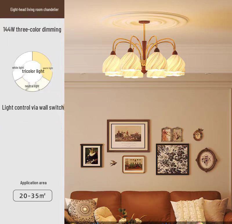 Cream Log-Style Chandelier: Eye-Caring, Super Bright Art Piece for Living Rooms, Bedrooms, and Halls.