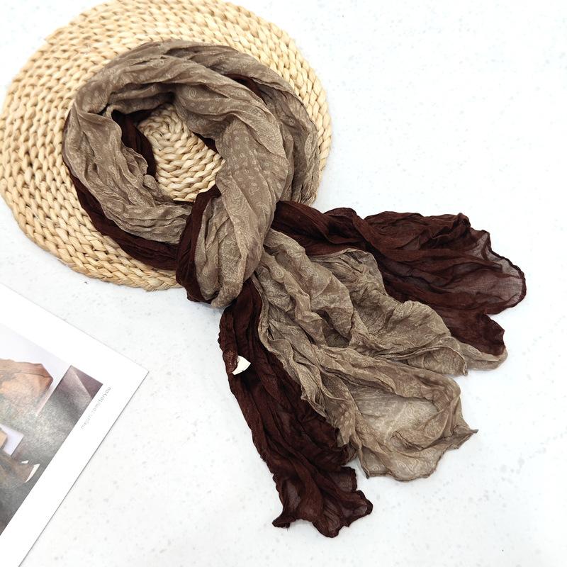 Плетеный шарф, мятый, простой и универсальный, шелковый шарф, осенне-зимняя цветочная шаль, шарф из балийской пряжи для женщин