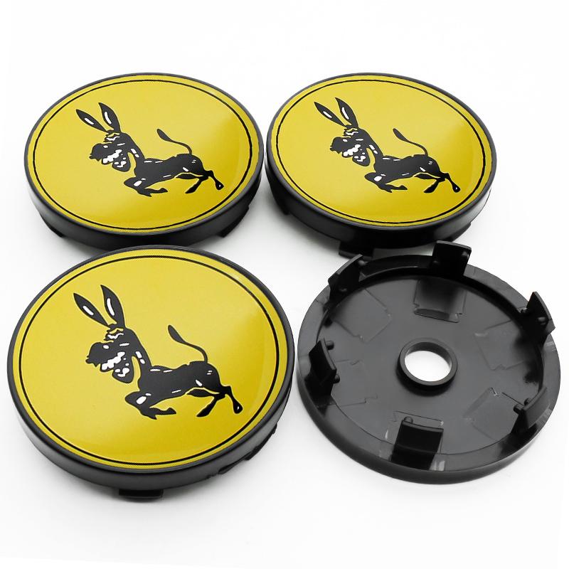 4pcs For Ferrari Donkey Auto Accessories 56mm+60mm Ferrari Donkey Logo Badge Emblem Car Wheel Hub Center Caps Rim Cover Stickers
