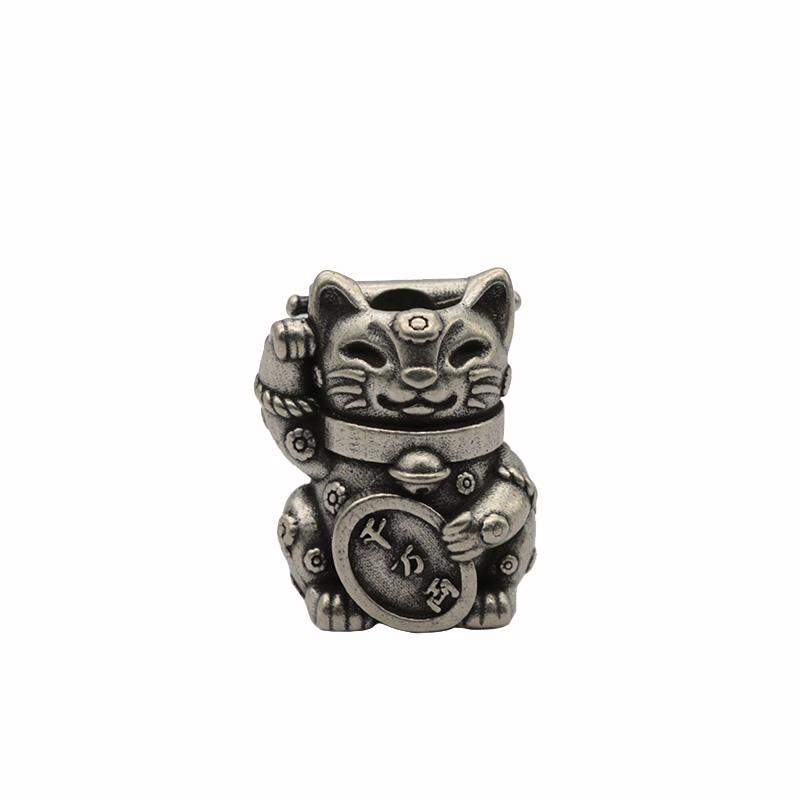Mascot Lucky Cat Brass Knife Beads EDC DIY Paracord Woven Bracelets Lanyard Pendants Accessories Outdoor Tool Hangings Jewelry