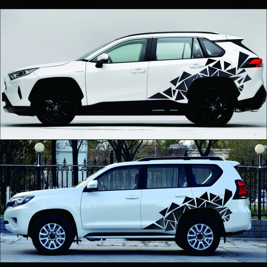 1 шт. 200x60 см Вид под карбоновое волокно Треугольники Наклейка на бок автомобиля Камуфляж Автостайлинг Виниловая наклейка Декор для украшения автомобиля