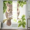 Cartoon Owl Sitting On A Branch Sheer Window Curtains For Living Room Bedroom Voile Tulle Curtains Fabric Drapes For Kitchen