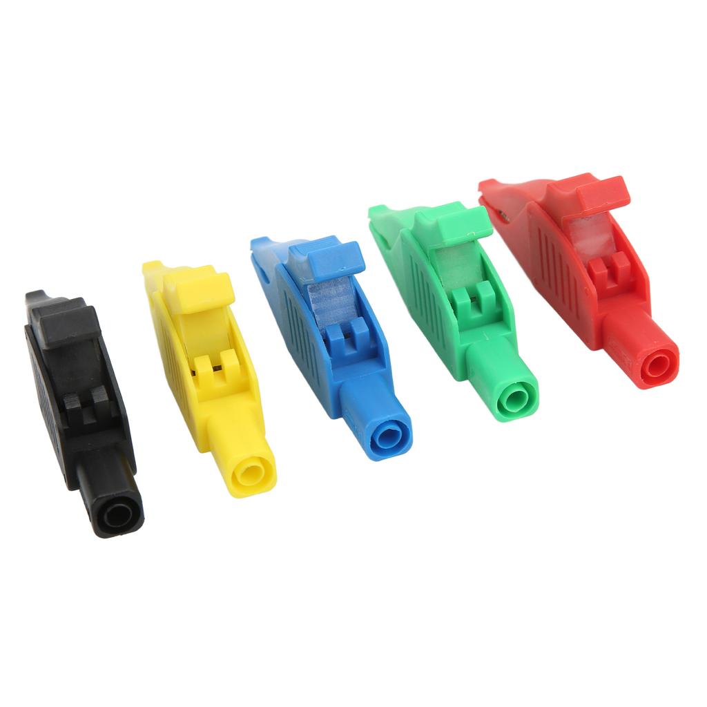 5Pcs Electric Test Clips Lightweight Safe 5 Colors Insulated Safety Multimeter Test Clips with 4mm Jack for Cars