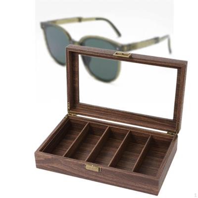 Ящик для очков, держатель для очков, стеклянная крышка из искусственной кожи, деревянные очки для хранения очков