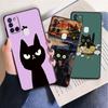 Cat Cartoon Cute Phone Case For Samsung Galaxy M13 M32 5g M52 M31 M22 M12 M51 M30s M23 M33 M11 M53 Tpu Soft Luxury Black Cover