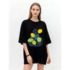 Oversized T Shirt Black Lemon Net Print Graphic Tee Casual Streetwear Summer Top Women Fashion Trendy Loose Fit Clothing