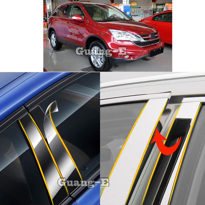 Автомобильные накладки на стойки кузова из ТПУ/глянцевого зеркала для Honda CRV CR-V 2007 2008 2009 2010, накладки на двери, молдинги окон, наклейки, аксессуары