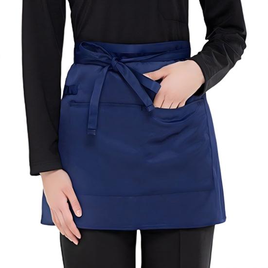 Фартук повара полудлинный с карманами однотонный шнурованный дышащий не мнется кухонный фартук для готовки