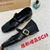 Small Inner Height Increase, Small Leather Shoes for Women, One-word Buckle with Shallow Mouth, Retro Mary Jane Single Shoes Spring, New Spring