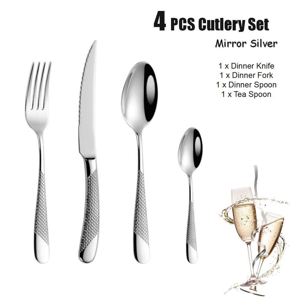 Набор столовых приборов класса люкс с золотым покрытием, 4/8/16/20/24/28 предметов, можно мыть в посудомоечной машине, набор столовых приборов из стали 18/10, серебряный набор столовых приборов с кованой ручкой