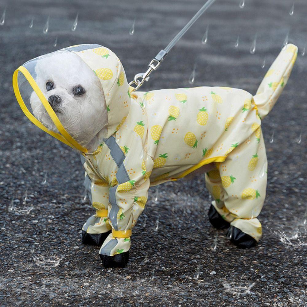 Waterproof Dog Rain Cloak Reflective Small Dog Clothes Stylish Four Leg Raincoat Corgi