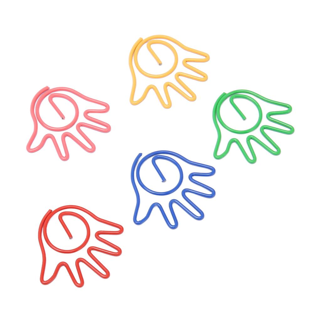 100 шт. милые скрепки в форме руки, разные цвета, гальванизированные, необычные скрепки для семьи 