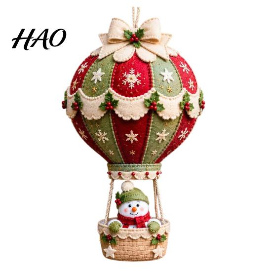 Holiday Handmade Gift Sets DIY Christmas Hot Air Balloon Hanging Ornament Kit, 3D Fabric Craft Festive Home Decor Ornaments Project with Santa