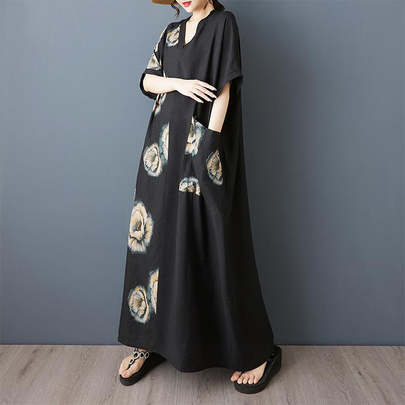 Dimanaf Новое женское летнее длинное повседневное платье 2025 года большого размера, свободное льняное винтажное базовое макси-платье 9859