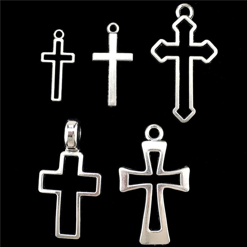 102030Pcslot Metal Silver Color Cross Charms For Jewelry Making Supplies Christ Accessories Handmade Womenmen Pendant Charm