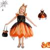 Halloween Orange Dress Cosplay Birthday Gown Lace Tutu Princess Dress Floral Embroidery Girls Children Clothing Kids Party For Girl Clothes