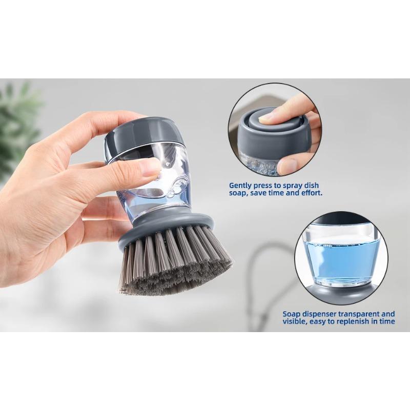 Набор из 2 щеток для мытья посуды с дозатором мыла, набор кухонных скребков для мытья посуды с поддоном для слива для мытья тарелок/кастрюль