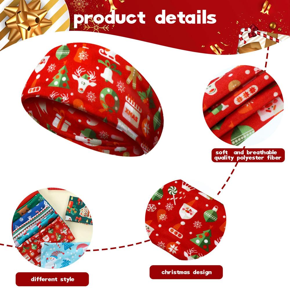 Merry Christmas Headbands for Women Hairband Sports Fitness Yoga Running Sweatband Snowman Snowflake Headwraps Fashion Headwear Hair Accessories Gifts