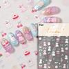 5D Cute Rabbit Love Peach Blossom Flower Yellow Nail Art Stickers Bowknot DIY Self Adhesive Rhinestone Manicure Decals