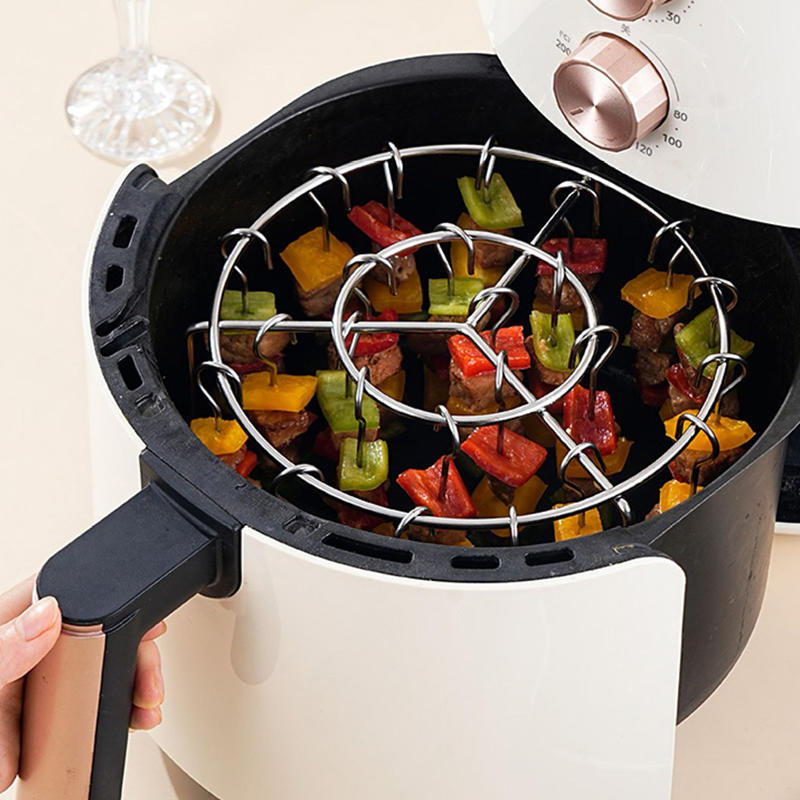 Кухонный вертикальный держатель для шампуров Круглая решетка для гриля аэрофритюрницы Съемная решетка для гриля Решетка для шашлыка со стальными шампурами