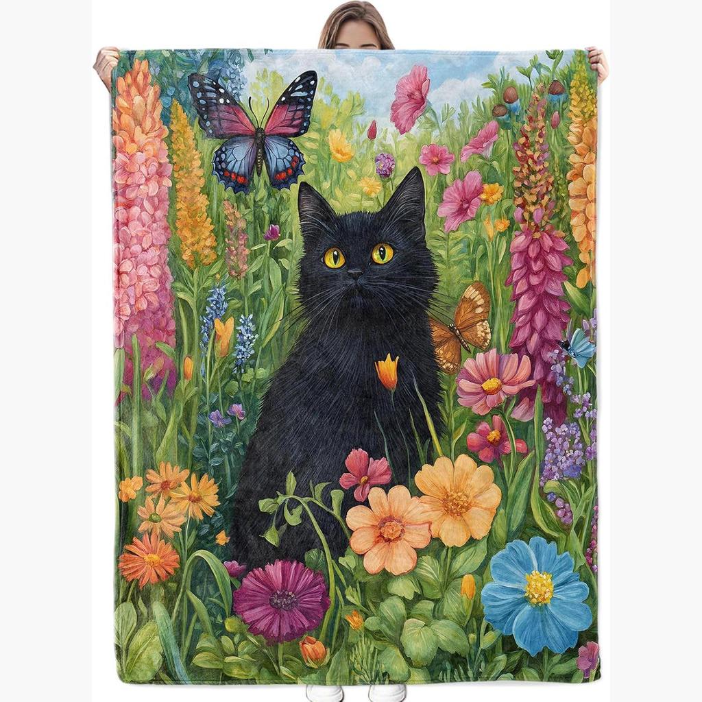 Cat & Dog Print Flannel Blanket - Air Conditioning Cover, Office Nap, Sofa Blanket, or Gift Blanket.