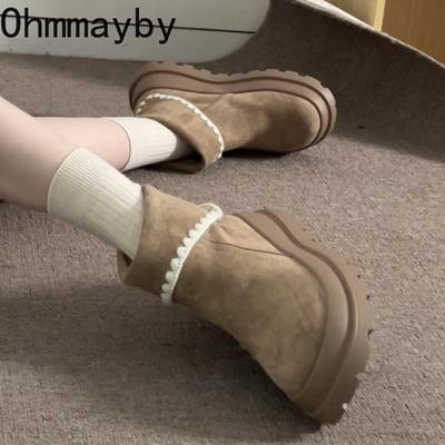 Зимние ботильоны на платформе с толстой подошвой для женщин, лаконичные, для улицы, для вечеринки, туфли для платья, современные, облегающие, короткие ботильоны для женщин