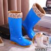 Tall Tube Fashion Water Shoes Rain Shoes Women Adult Rain Boots Long Tube Women Waterproof Shoes Kitchen Non-slip Rubber Shoes Overshoes Car Wash