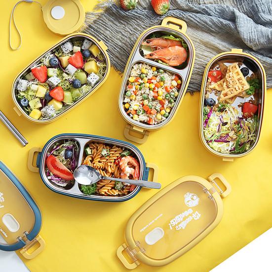 Коробка для завтрака с микроволновой печью, большая емкость, школьный многослойный ланч-бокс из нержавеющей стали