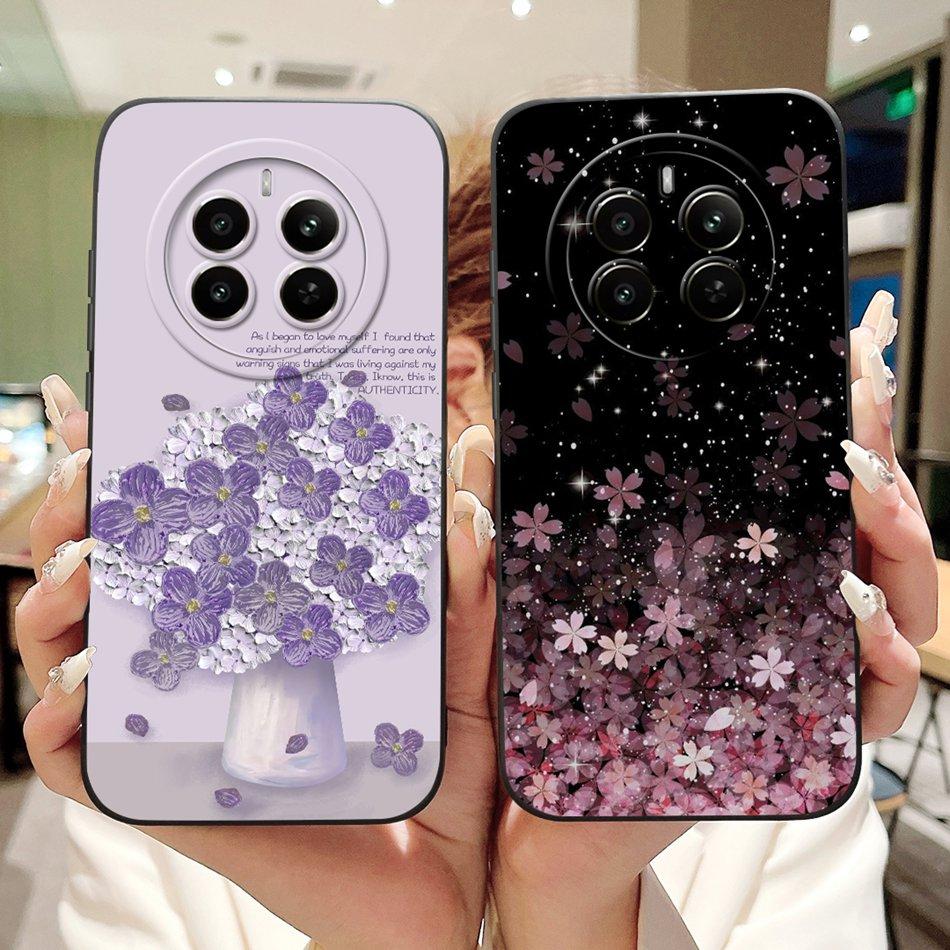 Чехол для телефона Realme 12 Pro+ 12Pro 5G Realme 12 Pro Plus 5G Элегантный Цветочный Кот Расписной Мягкий Силиконовый Однотонный Ударопрочный Чехлы