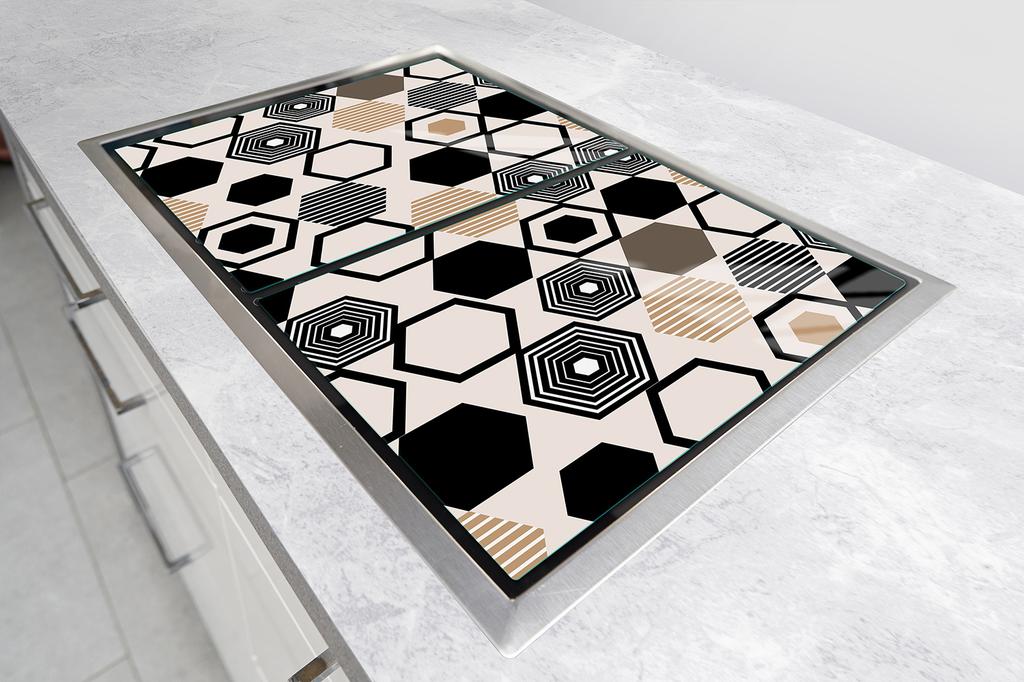 Glass protective plate for the stove 2x45x52 Pattern
