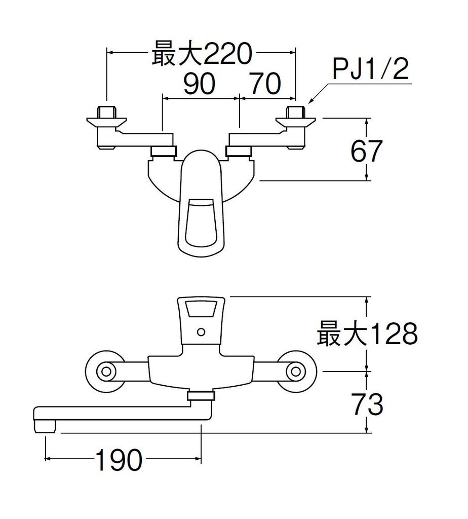 SANEI Однорычажный смеситель для кухни с водосберегающим картриджем Стандарт JIS Длина излива 190 мм Настенный смеситель Кухонный смеситель K1712