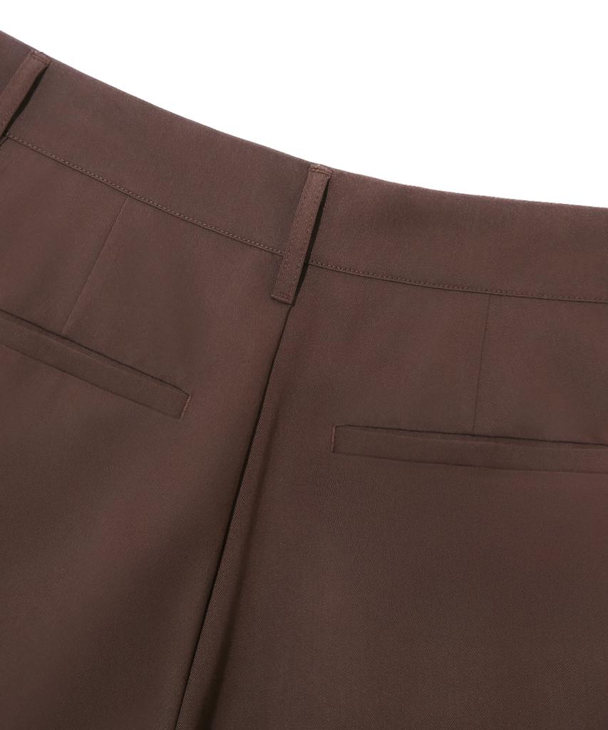 TRILLION Front V-Tuck Wide Slacks [Brown]
