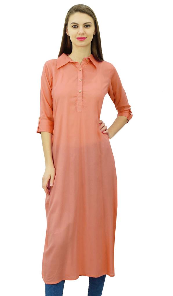 Phagun Индийская хлопковая смесь Курти Курта Повседневная одежда Воротник Туника Для