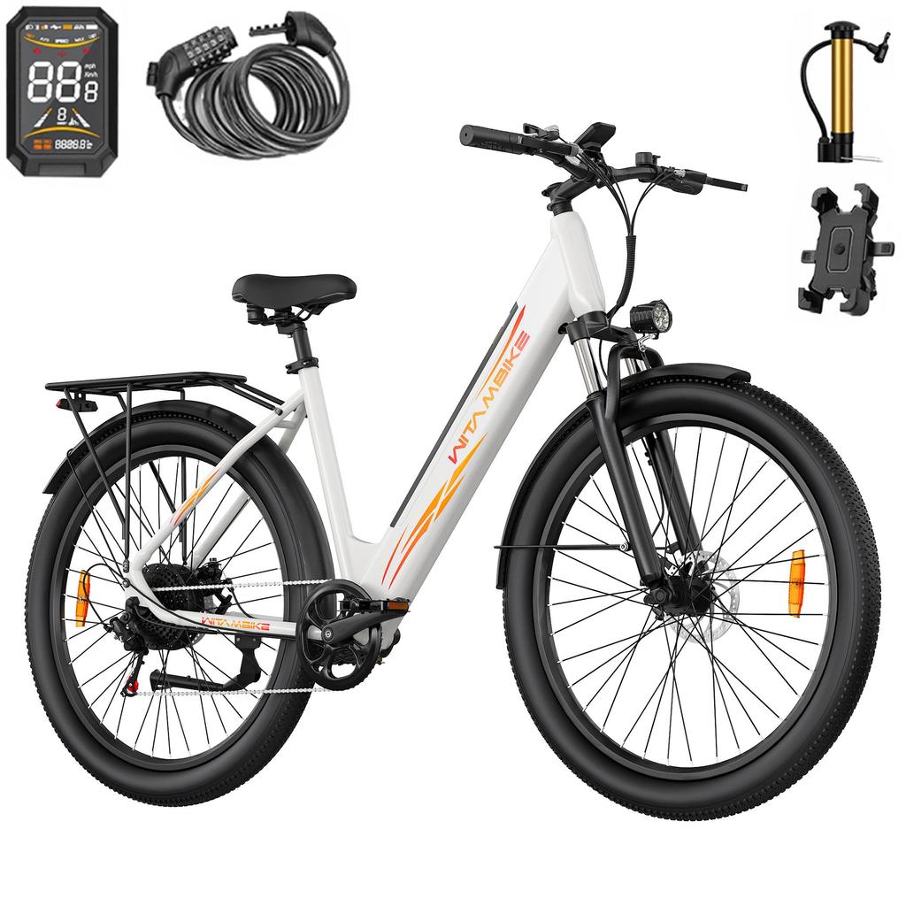 WITAMBIKE W28 Electric Bike Power Through City Streets and Trails with 250W Motor, 36V 20Ah Battery 25 Km/h Top Speed and 120 KM Range